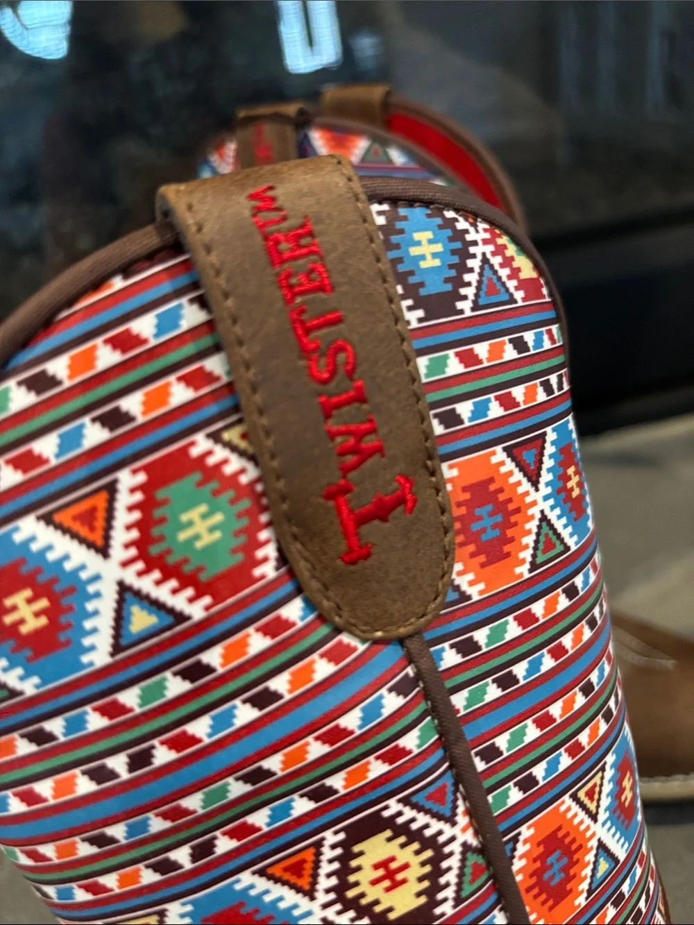 Twister Western cowgirl boots,Aztec print,TPR outsole,slip in